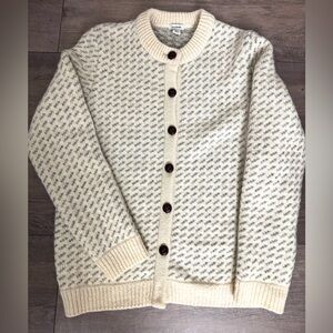 🌟Vintage🌟 LL Bean 100%Wool Cardigan Norway Women’s Small Knit Ivory Sweater